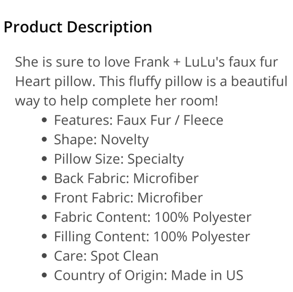 Frank & Lulu Light Pink Shaggy Faux Fur Heart Shapef Throw Pillow - Picture 3 of 7